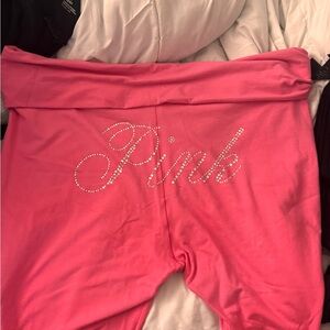 Pink Fold-Over Waist Leggings